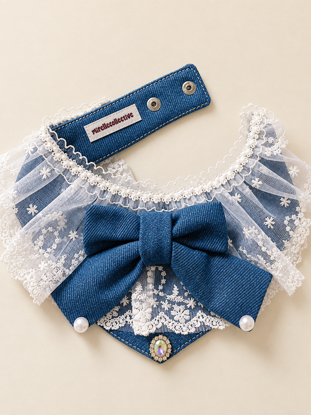 Denim Romance Lace Pet Bandana