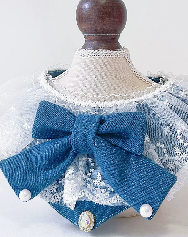 Denim Romance Lace Pet Bandana