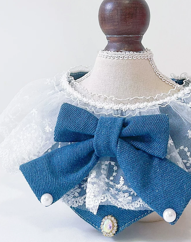 Denim Romance Lace Pet Bandana