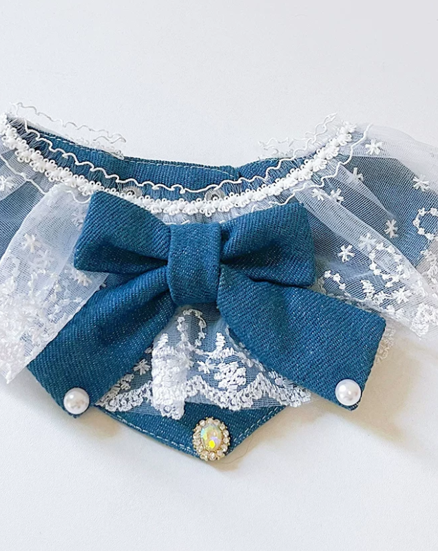 Denim Romance Lace Pet Bandana